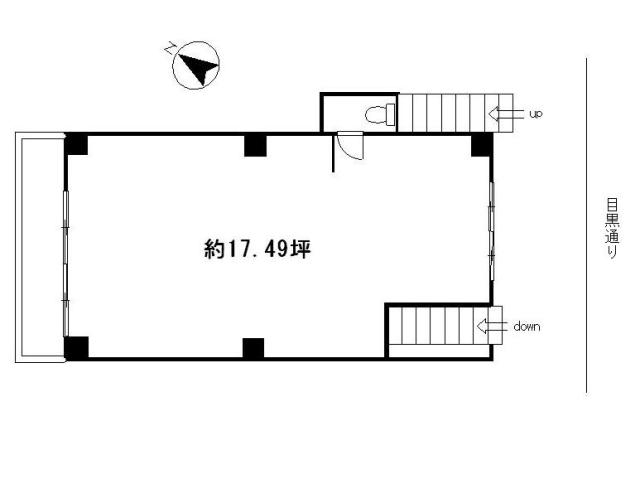 目黒通り沿｜軽飲食相談
約17.49坪｜26.25万円イメージ